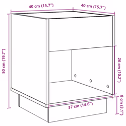 vidaXL Bedside Table with Infinity LED Nightstand Bed Side Table Smoked Oak - white, 40 x 40 x 50 cm