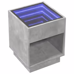 vidaXL Bedside Table with Infinity LED Nightstand Bed Side Table Smoked Oak - concrete grey, 40 x 40 x 50 cm