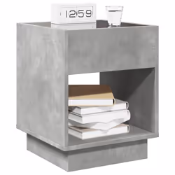 vidaXL Bedside Table with Infinity LED Nightstand Bed Side Table Smoked Oak - concrete grey, 40 x 40 x 50 cm - Additional view 4