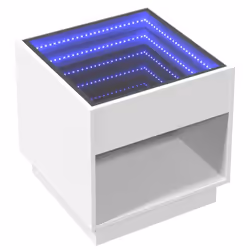 vidaXL Bedside Table with Infinity LED Nightstand Bed Side Table Smoked Oak - white, 50 x 50 x 50 cm