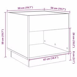 vidaXL Bedside Table with Infinity LED Nightstand Bed Side Table Smoked Oak - white, 50 x 50 x 50 cm