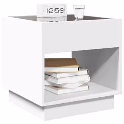 vidaXL Bedside Table with Infinity LED Nightstand Bed Side Table Smoked Oak - white, 50 x 50 x 50 cm - Additional view 4