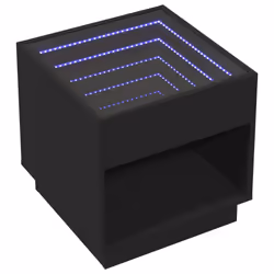 vidaXL Bedside Table with Infinity LED Nightstand Bed Side Table Smoked Oak - black, 50 x 50 x 50 cm