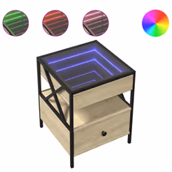 vidaXL Bedside Table with Infinity LED Nightstand Bed Side Table Grey Sonoma - sonoma oak