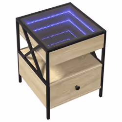 vidaXL Bedside Table with Infinity LED Nightstand Bed Side Table Grey Sonoma - sonoma oak