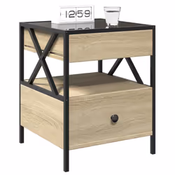 vidaXL Bedside Table with Infinity LED Nightstand Bed Side Table Grey Sonoma - sonoma oak - Additional view 4