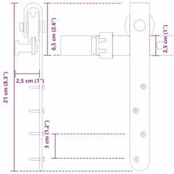 vidaXL Mini Sliding Barn Door Kit Carbon Steel Set Black/White Multi Sizes - 200 cm - Additional view 10
