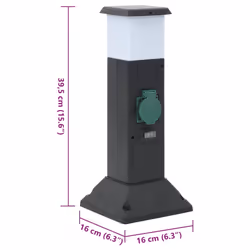 vidaXL Outdoor Socket Column with Lamp and Spike 2-Way Electrical Power Socket - Additional view 8