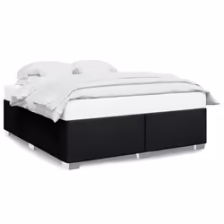 vidaXL Bed Frame Bed Base Bedstead Mattress Foundation Dark GreyÃÂ Double Fabric - black, 6ft super king size