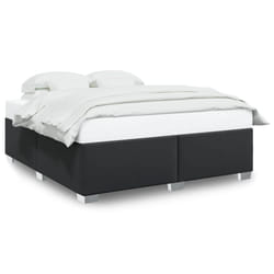 vidaXL Bed Frame without Mattress Bedroom Bed Base Bedstead Black Faux Leather - 6ft super king size