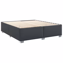vidaXL Bed Frame without Mattress Bedroom Bed Base Bedstead Black Faux Leather - 6ft super king size