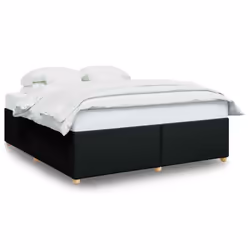 vidaXL Bed Frame without Mattress Bed Base Bedstead Mattress Foundation Fabric - black, 6ft super king size