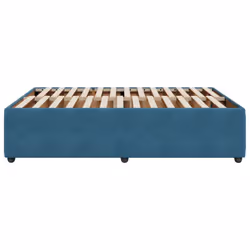 vidaXL Bed Frame Home Bed Base Mattress Foundation Dark Grey 80x200 cm Velvet - blue, 140 x 200 cm - Additional view 4