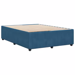 vidaXL Bed Frame Home Bed Base Mattress Foundation Dark Grey 80x200 cm Velvet - blue, 140 x 200 cm - Additional view 5