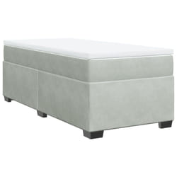 vidaXL Box Spring Bed with Mattress Bed Frame Bedroom Bedstead Bed Base Velvet - light grey, 90 x 200 cm