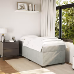 vidaXL Box Spring Bed with Mattress Bed Frame Bedroom Bedstead Bed Base Velvet - light grey, 90 x 200 cm