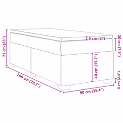 vidaXL Box Spring Bed with Mattress Bed Frame Bedroom Bedstead Bed Base Velvet - light grey, 90 x 200 cm