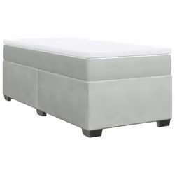 vidaXL Box Spring Bed with Mattress Bed Frame Bedroom Bedstead Bed Base Velvet - light grey, 90 x 200 cm - Additional view 8