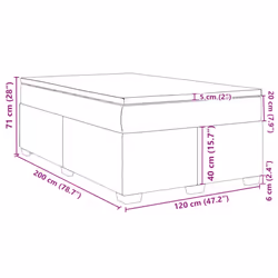 vidaXL Box Spring Bed with Mattress Bed Frame Bedroom Bedstead Bed Base Velvet - light grey, 120 x 200 cm - Additional view 3
