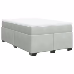 vidaXL Box Spring Bed with Mattress Bed Frame Bedroom Bedstead Bed Base Velvet - light grey, 120 x 200 cm - Additional view 8