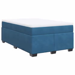 vidaXL Box Spring Bed with Mattress Bed Frame Bedroom Bedstead Bed Base Velvet - blue, 120 x 200 cm