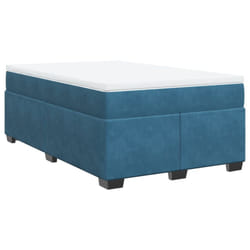 vidaXL Box Spring Bed with Mattress Bed Frame Bedroom Bedstead Bed Base Velvet - blue, 120 x 200 cm