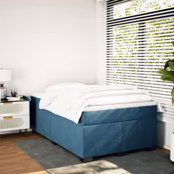 vidaXL Box Spring Bed with Mattress Bed Frame Bedroom Bedstead Bed Base Velvet - blue, 120 x 200 cm