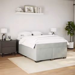 vidaXL Box Spring Bed with Mattress Bed Frame Bedroom Bedstead Bed Base Velvet - light grey, 140 x 200 cm