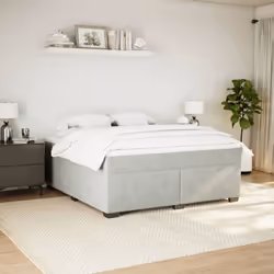 vidaXL Box Spring Bed with Mattress Bed Frame Bedroom Bedstead Bed Base Velvet - light grey, 180 x 200 cm - Additional view 2