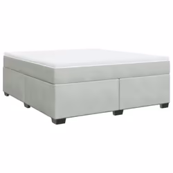 vidaXL Box Spring Bed with Mattress Bed Frame Bedroom Bedstead Bed Base Velvet - light grey, 180 x 200 cm - Additional view 8