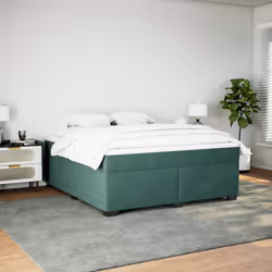 vidaXL Box Spring Bed with Mattress Bed Frame Bedroom Bedstead Bed Base Velvet - dark green, 180 x 200 cm - Additional view 2