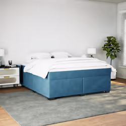 vidaXL Box Spring Bed with Mattress Bed Frame Bedroom Bedstead Bed Base Velvet - blue, 180 x 200 cm - Additional view 2