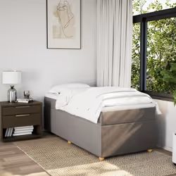 vidaXL Box Spring Bed with Mattress Bed Frame Dark Brown 140x200 cm Fabric - taupe, 90 x 200 cm - Additional view 2