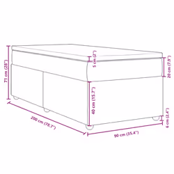 vidaXL Box Spring Bed with Mattress Bed Frame Dark Brown 140x200 cm Fabric - taupe, 90 x 200 cm - Additional view 3