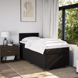 vidaXL Box Spring Bed with Mattress Bed Frame Bedstead Black 90x200 cm Fabric