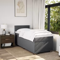 vidaXL Box Spring Bed with Mattress Home Bed Frame Dark Grey 100x200 cm Fabric