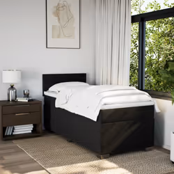 vidaXL Box Spring Bed with Mattress Bed Frame Bedstead Black 100x200 cm Fabric
