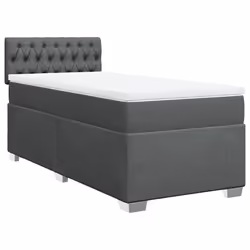 vidaXL Box Spring Bed with Mattress Home Bed Frame Dark Grey 100x200 cm Fabric