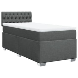 vidaXL Box Spring Bed with Mattress Home Bed Frame Dark Grey 100x200 cm Fabric