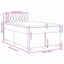 vidaXL Box Spring Bed with Mattress Bed Frame Bedstead Cream 120x190 cm Fabric