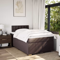 vidaXL Box Spring Bed with Mattress Bed Frame Dark Brown 120x190 cm Fabric