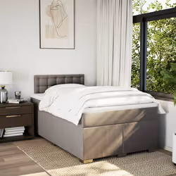 vidaXL Box Spring Bed with Mattress Bed Frame Bedstead Taupe 120x190 cm Fabric