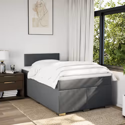 vidaXL Box Spring Bed with Mattress Home Bed Frame Dark Grey 120x200 cm Fabric