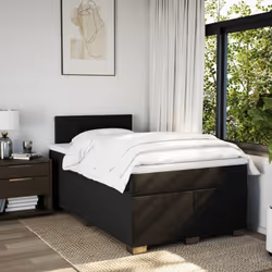 vidaXL Box Spring Bed with Mattress Bed Frame Bedstead Black 120x200 cm Fabric