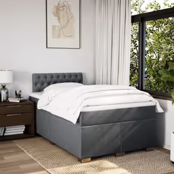 vidaXL Box Spring Bed with Mattress Home Bed Frame Dark Grey 120x200 cm Fabric