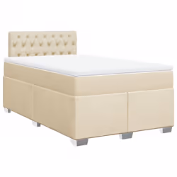 vidaXL Box Spring Bed with Mattress Bed Frame Bedstead Cream 120x200 cm Fabric