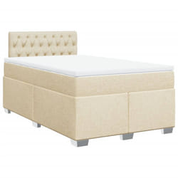 vidaXL Box Spring Bed with Mattress Bed Frame Bedstead Cream 120x200 cm Fabric