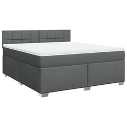 vidaXL Box Spring Bed with Mattress Home Bed Frame Dark Grey 180x200 cm Fabric