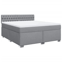 vidaXL Box Spring Bed with Mattress Bed Frame Light Grey 180x200 cm Fabric