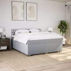 vidaXL Box Spring Bed with Mattress Bed Frame Light Grey 180x200 cm Fabric